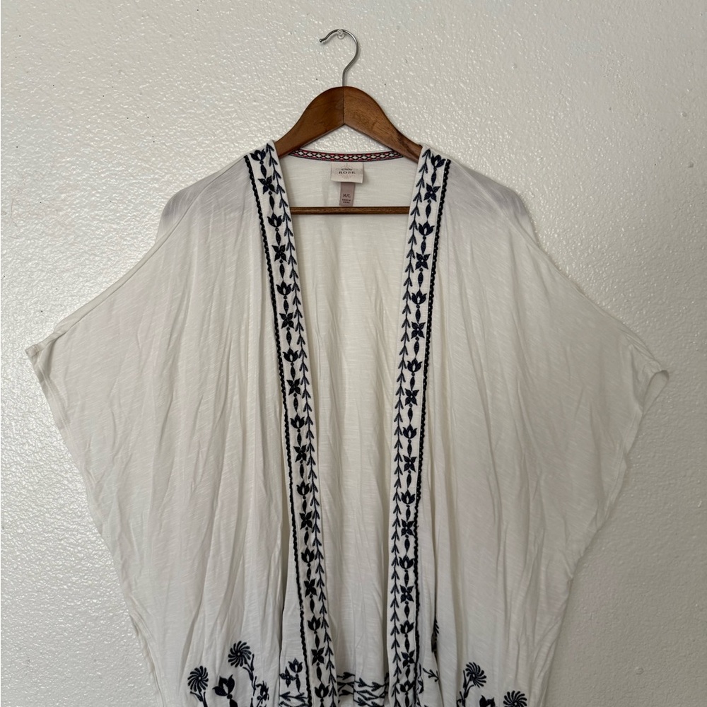 KNOX ROSE KIMONO/CARDIGAN EMBROIDERED SOFT KNIT OVERSIZED Size M /L Women’s